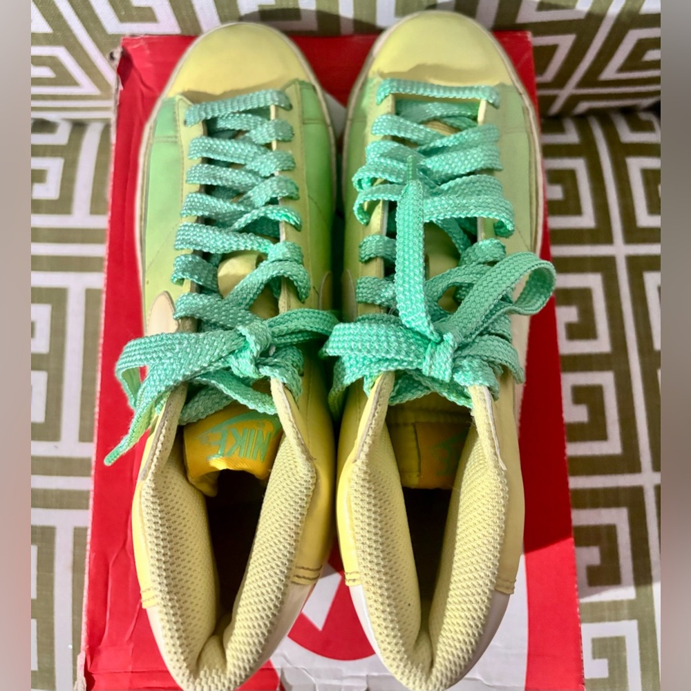 NEW! Nike Blazer High Lemon Frost White-Varsity Maize-Trmln Basketball Sneakers - Picture 12 of 16